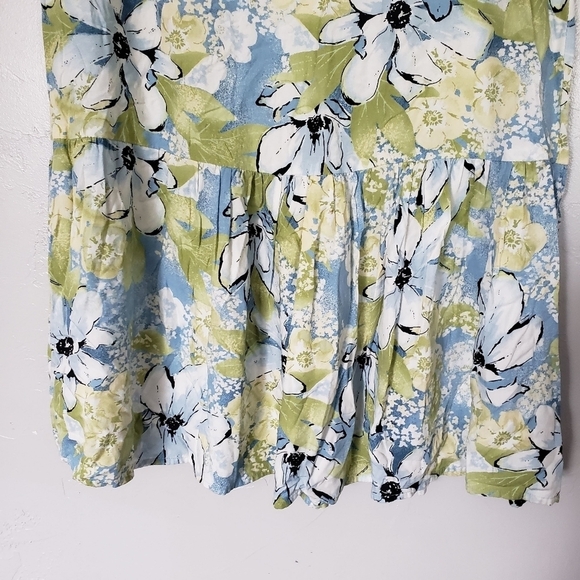 Emma James Size 8 Midi Skirt Blue Green Yellow Floral Pleated Ruffle Grandmacore - Picture 3 of 6